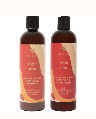As I Am Jamaican Black Castor Oil Shampoo and Conditioner Set, Restore & Repair, 355 ml Each