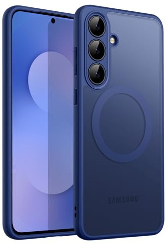 JETech Magnetic Case for Samsung Galaxy S25 FE, Compatible with MagSafe, Translucent Matte Back Shockproof Phone Cover (Navy Blue)
