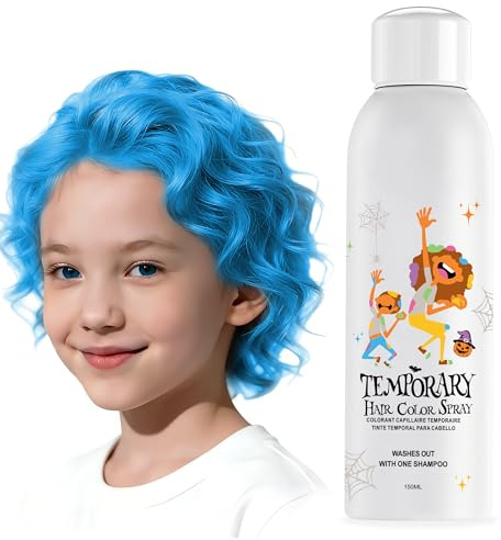 Blue Temporary Hair Color Spray for Men Women, Silver Instant Coloblue Hair Dye Alternative for Teens, Quick Styling for Party Christmas Halloween, Disposable Washable, 150ml