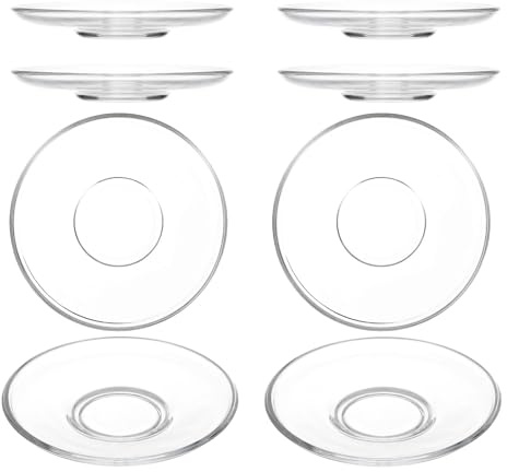 LALADEFIEE Vetro Piattini da tè Rotondi Trasparenti 8 Pezzi | Piattini Bicchieri e da Facili da Pulire, e Leggeri di Plastica, Trasparenti Tazze Caffè Tè