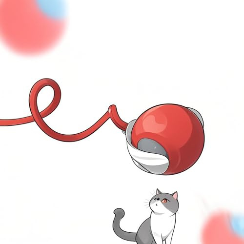 ZukQvrivelig Speedy Tail 2.0 - Giocattolo interattivo per gatto/cane, palla per gatti, 3 modalità: veloce – lento – modalità interattiva (rosso)