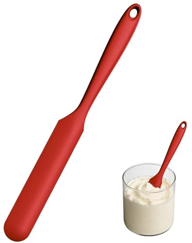 TIHNY Espátula de Silicona roja, raspador de Masa Flexible con Mango Largo, Resistente al Calor, para Cocina, repostería, Mezclar, raspar Mermelada