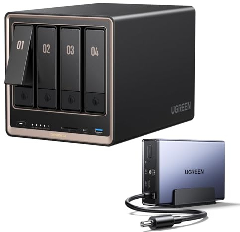 UGREEN NASync DXP4800 GT 4-Bay NAS Storage + UPS, Dual 10GbE LAN, AMD Ryzen Embedded R2514 CPU, 8GB RAM, ECC - Support, SD Card Slot (Diskless)