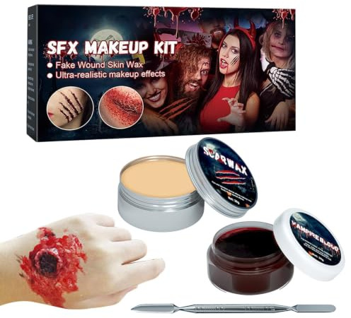 Kit de Halloween 2 en 1 peinture corporelle effrayante factice | Halloween Visage Cicatrice Gel De Sang FX Pour adultes hommes femmes artistes déguisement théâtre scène carnaval fête