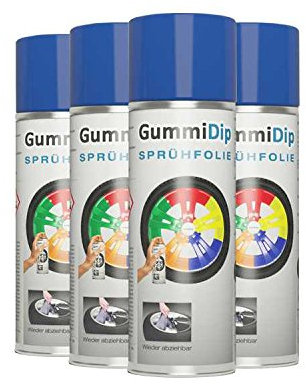 Gummi Dip Sprühfolie, Spray, 4er Set, 4x400 ml (Blau)