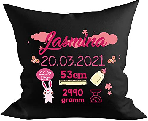 EZYshirt Personalisiertes Kissen als Glückwunsch zur Geburt | Geschenke zur Geburt | Babygeschenk für Jungen und Mädchen