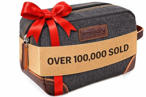 emissary Toiletry Bag for Men, Canvas Travel Toiletry Bag Men's Dopp Kit, Water-resistant Bathroom Bag Mens Shaving Kit, Travel Kit Small Bags, Shaving Bag, Toiletry Bags
