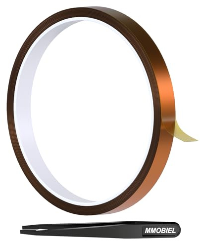 MMOBIEL Cinta Adhesiva (12mm x 30m) - Cinta de Polyimide Resistente al Calor para Sublimación Térmica Adhesiva de Alta Temperatura ESD para HVAC Electrónica Soldadura Impresión 3D etc.