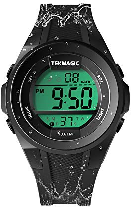 TEKMAGIC Ragazzi Orologio da Polso Sportivo Impermeabile 10 ATM Orologio Nuoto con Funzioni Cronometro, Cronografo, Sveglia, Doppio Fuso Orario, Formato 12/24 Ore