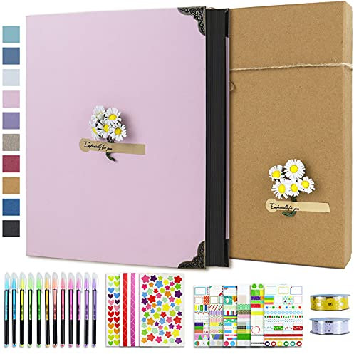 Vienrose Fotoalbum zum Selbstgestalten 21x27 cm, DIY Fotobuch mit 60 Schwarzen Seiten Scrapbook, 10x15 Fotos Spiralalbum Geschenk für Absolvierte Geburtstag Weihnachten Hochzeit Familie Baby