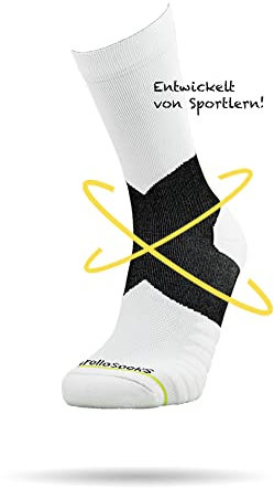 ROLLO SOCKS Team 5.0 White - Laufsocken mit gezielter Kompression, Running, Sprunggelenk stützend, Bandage Fußgelenk, Sportsocken, Für jeden Sport geeignet, Größe S (36-39)
