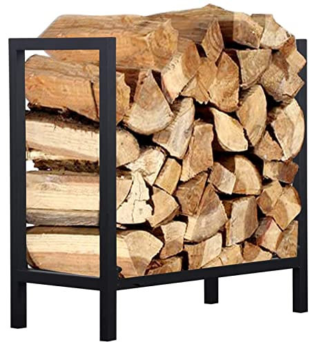 Portalegna da Camino Porta Legna da Interno Esterno Caminetto Legno da Ardere in Stile Industria Telaio in Metallo in Diverse Grandezze, Colore:Antracite, Dimensione 61X30x61cm