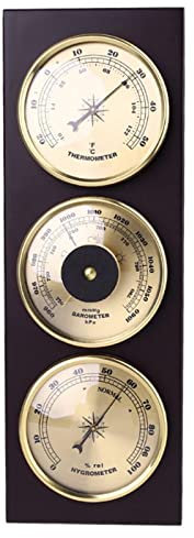 RUNLAIKEJI Barometer für Zuhause, Holzrahmen-Wetterbarometer, Wand-Barometer, Barometer, Barometer, Barometer, Thermometer, Hygrometer für drinnen und draußen, Balkon, Garage, Wohnzimmer, Büro