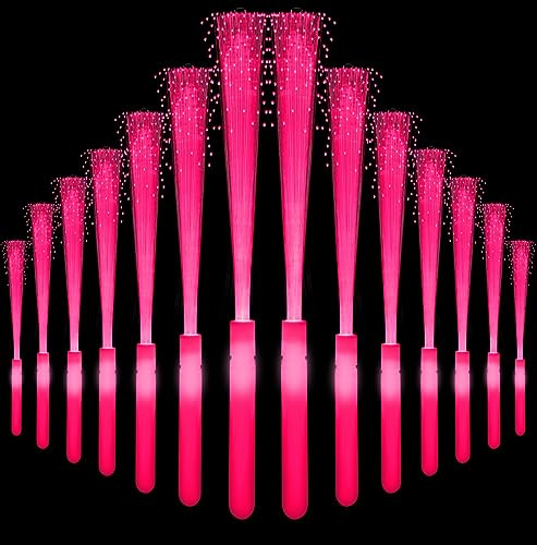 NUDALA 24 Stück rosa Leuchtstäbe, Glasfaser-Stäbchen, Leuchtstäbe, Großpackung mit 3 blinkenden Modellen für Valentinstag, Ostern, 4. Juli, Partygeschenke, Geburtstag, Konzerte, Clubs