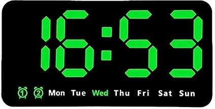 Baoblaze Desktop Digitaluhr, LED Uhr Klein mit Datum Kalender Temperatur, Elektronische Uhr an der Wand, Digitaler Wecker mit Große Zahlen Display für Nachttisch, Zuhause, Flur, Aoto, GRÜN