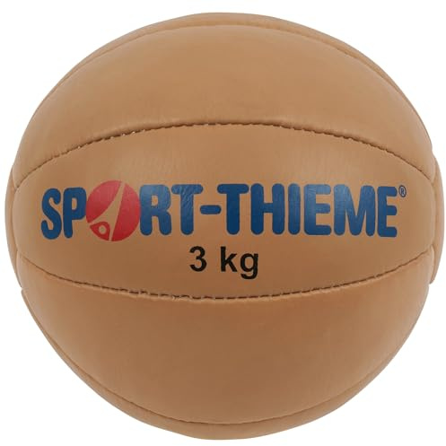 Sport-Thieme Medizinball Tradition | Korkfüllung, Echtleder, ohne Ventil | In 1-5 kg | Natur | Sehr widerstandsfähig, Training Ball für Fitness, Gymnastik, Verein