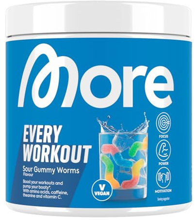 MORE Every Workout, Sour Gummy Worms, 270 g - Pre Workout Booster, vegan