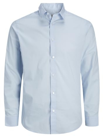 JJ Rebel Jrebgavin Solid Shirt Ls Noos Chemise pour Homme, Bleu Ciel, M
