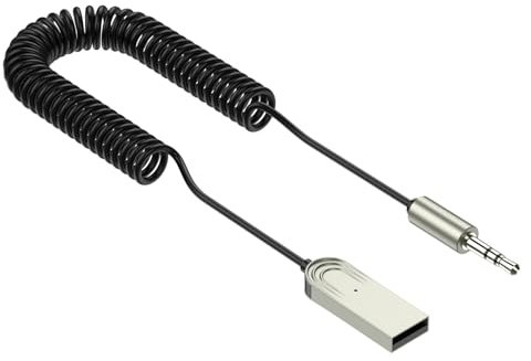 meukcez Aux Bluetooth Adapter Auto, Bluetooth 5.0 Empfänger 3,5mm Klinkenstecker mit Mikrofon für Kraftfahrzeuge, Lautsprecher, Verstärker, Stereo Musikstreaming, Plug-and-Play, Freisprechfunktion