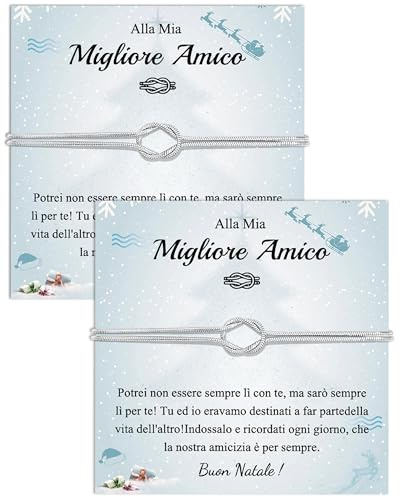 SUNSH 2 pcs Bracciale Migliore Amico, Regalos Amicizia Sorelle, Regalo Amica Compleanno, Bracciale per Migliore Amica Bff, Idee Regalo Compleanno Natale, Braccialetti Nodo D'amore-Argento