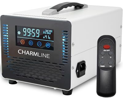 Charmline Smart Ozongenerator 40000mg/h zur Beseitigung von Gerüchen in Zimmern,Autos,Tierbereichen und Kellern, Ozongenerator Auto, Ozongerät Wohnung mit Fernbedienung bis zu 500㎡, Weiß