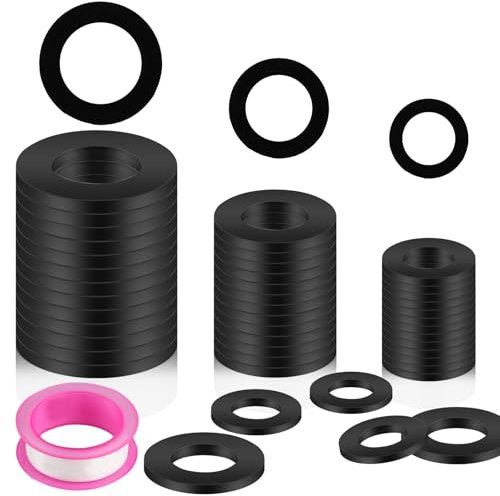 36 Pcs Joint Torique d'étanchéité en Caoutchouc, Joint Torique pour Bonde Bague d'étanchéité, Joint Plat Caoutchouc, Joints d'étanchéité pour Robinets Bonde Lavabo Salle de Bain 1/2 3/4 1