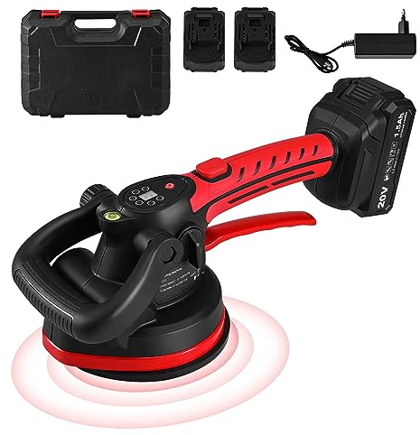 Ovshnrr Ventosa Vibrante per Piastrelle, Vibratori per Piastrelle a Batteria, 6 Velocità Regolabili, Ventosa per Piastrelle da 0,3-1,2 m, Ventosa da 153 x 153 mm con Batteria x 2