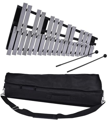 Xylofon vikbar 30 toner glockenspiel xylofon träram aluminiumstänger slagverk musikinstrument med bärväska