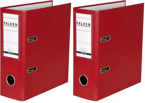 Original Falken PP-Color Kunststoff-Ordner Sonderformat. Made in Germany. 8 cm breit DIN A5 hoch mit Wechselfenster rot Rezepte Ringordner Aktenordner Briefordner Büroordner Plastikordner
