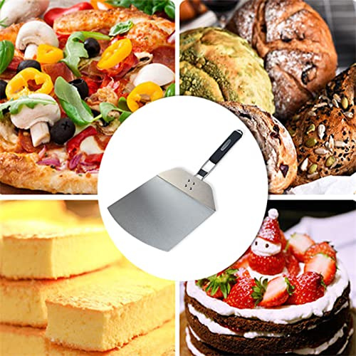 LUCKDANO Cáscara de Pizza de Acero Inoxidable Mejorada - Hoja Antiadherente con Plegable para Facilitar el Transporte - Ideal para Panaderos y Restaurantes Caseros Herramienta Plateada para Horno