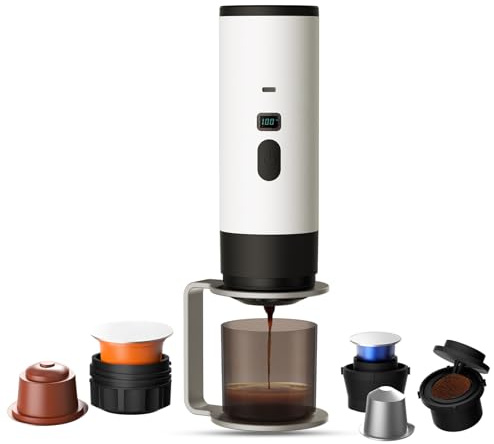 Hocomay Tragbare Espressomaschine mit LCD-Display, Espressomaschine für unterwegs, 7800mAh Akkus & USB, Kapsel, gemahlenem Kaffee für Wohnmobil Wandern Camping Digitalanzeige