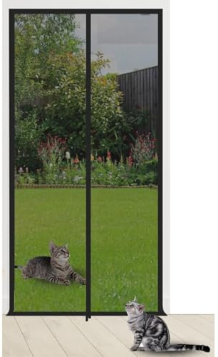 Zanzariera per gatti, Porta for gatti rinforzata con cerniera bilaterale, rete in poliestere resistente, anti-insetti e anti-animali, nera, diverse misure(85x205cm)