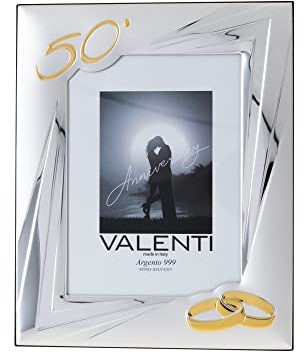 Valenti&Co Bilderrahmen aus Silber, 13 x 18 cm, ideal als Geschenk für die goldene Hochzeit – 50 Jahre Hochzeit oder zum 50. Elternteil, Großeltern oder Mama und Papa.
