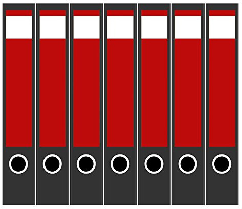 Ordneretiketten | 7 Aufkleber für schmale Akten-Ordner | Farbe Rot | selbstklebende Design Akten-Etiketten | Deko Sticker für Rückenschilder Ordnerrücken | zum Beschreiben