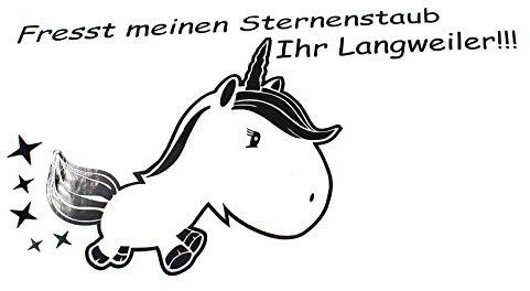 Einhorn Sternenstaub Aufkleber 13x11 cm Fun Sticker für Auto Dekor Unicorn Autoaufkleber (K074 Schwarz Glanz)