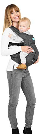 Moby Hip Seat and Baby Carrier for Infants and Toddlers, Designed for Mothers, Fathers, and Caregivers, Supports Children from 12-17 lbs (Grey)