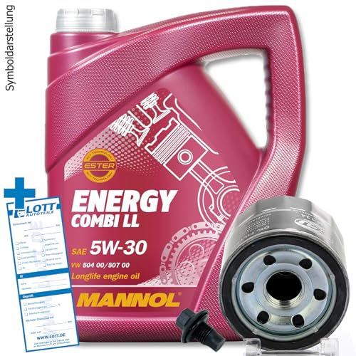 Ölwechsel Set Inspektion 5 Liter Mannol Energy Combi LL 5W-30 Motoröl + Ölfilter + Öl Ablassschraube Verschlussschraube