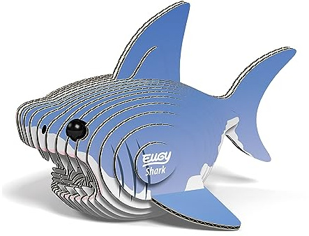 EUGY 650019 Hai, 3D Tier-Puzzle für Kinder und Erwachsene zum Zusammenbauen, DIY Tierfigur, Bastelset ab 6 Jahren