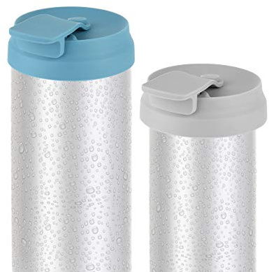 CM Silicone Beverage Can Lid Cover Protector for Slim Can and Skinny Can Hard Seltzer, Soda, Beer, Energy Drinks, Juice (Dark Blue (1 Pc) + Gray (1 Pc))