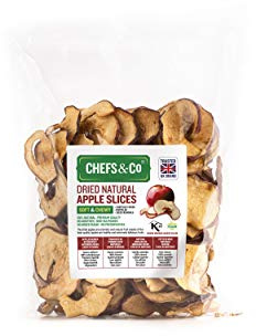 CHEFS & CO Dried Apple Slices 250g | 100% Natural Whole Dried Fruit | Unpeeled | Healthy Sweet Snack | Seeds Removed | No additives | No preservatives | No Added Sugar(SOFT & CHEWY, 250 g (Pack of 1))