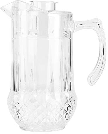 Oumefar 1300ml Water Jug Acrylic Transparent Pitcher with Lid and Handle Large Capecity Kettle Tea Beer Juice Beverage Jug Hot Cold Water Jug for Bar Home
