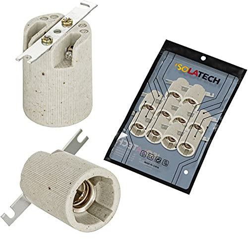 ISOLATECH 10Stk E14 Keramik Lampenfassung mit Befestigungsbügel LED Energiesparlampen (max. 250V/4A) Leuchtmittel Home Küche Badezimmer Decke Installation Sockel Halterung einbauen hitzebeständig