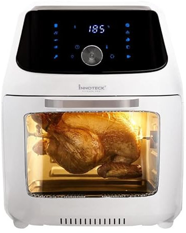 Innoteck 16L Digital Air Fryer Oven with Rotisserie, 10 Presets, Energy Saving Smart modes for Air Frying, Roasting, Baking, Dehydrating & Reheating, Compact Family Size, Touchscreen – White