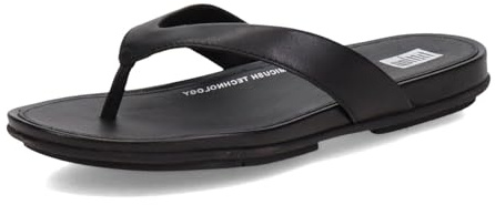 Fitflop Women's Gracie Leather Flip-Flops, All Black, 6
