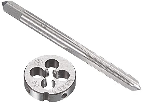 sourcing map Gewindebohrer Schneideisen Set M5 x 0,5mm, Gewindeschneidmatrize legiertem Werkzeugstahl