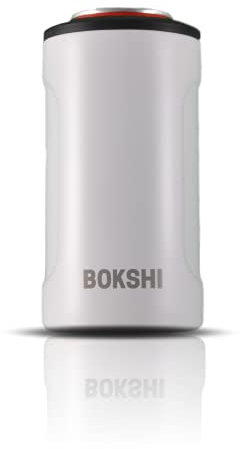 Bokshi® Bottle Cooler | Porta bevande isolato in acciaio inox per bottiglie e lattine di vetro da 330 ml (bianco) | Raffreddatore per lattine | Raffreddatore per birra | Bottle Cooler