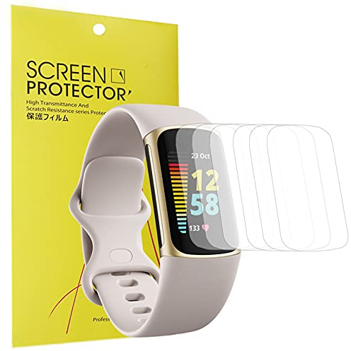 Giaogor Compatible for Fitbit Charge 5 Screen Protector, [6 Pack] Full Coverage TPU Clear Film Compatible for Fitbit Charge 5 (6 pack)