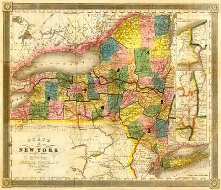 ART-CANVAS-sträckt på trä barer delstaten New York, 1840 Burr David - museo horisontella bildkartor konsttryck 22_X_26_in