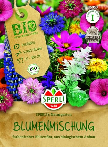 Sperli BIO Blumensamen-Mischung 86050, Sommerblumensaat | Sommerblumenmischung, insektenfreundlich, einjährig, bunter Blütenflor für Garten & Beete
