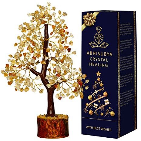 ABHISUBYA Citrine Gemstone Tree - Feng Shui - Bonsai Money Tree - Citrine Crystal Tree - Natural Citrine Stone Bonsai - Money Tree - Home Decorations for Living Room - Spiritual Gifts